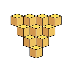 Prints of Array of Necker cubes. A Necker cube is a wireframe drawing of a cube which could be interpreted as being orientated in two different ways Images Dated 2004 August: Array of Necker Cubes Print