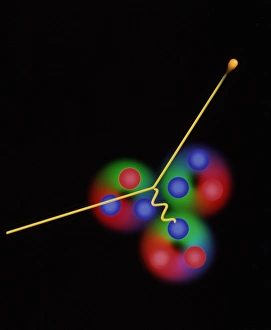 Quantum Mechanics Artwork Prints: Art of electron interacting with nucleus