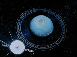 Artists impression of Voyager 2 at Uranus Artists impression of Voyager 2 at Uranus