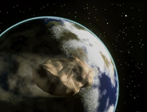 Artwork of asteroid on collision course with Earth Artwork of asteroid on collision course with Earth
