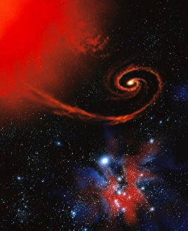 Binary Star System Prints: Artwork: binary star system containing black hole