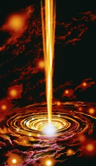 Artwork of a black hole at the centre of a galaxy Artwork of a black hole at the centre of a galaxy