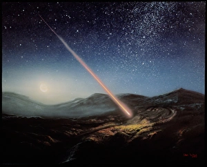 Artwork of meteorite hitting the ground Artwork of meteorite hitting the ground