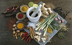 Asian Cuisine Ingredients Prints: Assorted spices C014 / 1501
