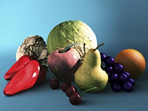 Fruit And Vegetables Prints: Assortment of fruit and vegetables