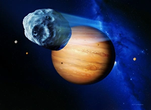 Jupiter Prints: Asteroid passing Jupiter Print