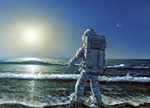 Astronaut on Alien Ocean Print