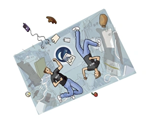 Images Dated 4th March 2013: Astronauts Fighting Print