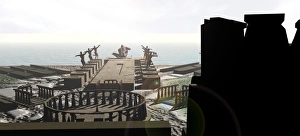 Prints of Atlantis. Artists impression of the mythological city of Atlantis. The Greek philosopher Plato made the first written references to Atlantis in 360BC Images Dated 2004 January: Print of Atlantis, an artist's impression