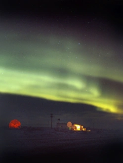 Aurora Borealis over Satellite Station Print