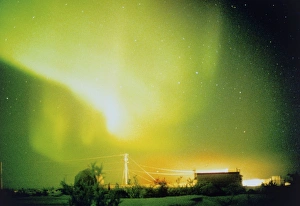 Aurora Borealis and satellite station in Canada Aurora Borealis and satellite station in Canada
