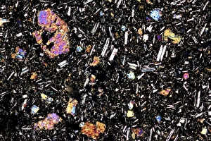 Polarised Light Microscopy Prints: Basalt, thin section, polarised LM