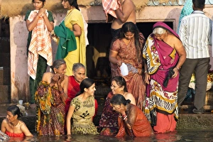Bathing in the Ganges Print