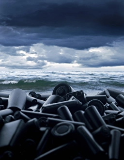 Environmental Contamination Prints: Batteries polluting the environment