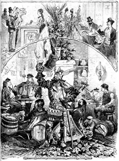 Beer drinkers, 19th Century illustration Beer drinkers, 19th Century illustration