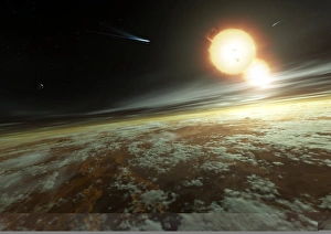 Computer Artwork Space Prints: Binary star system, artwork C013 / 8958
