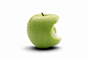 Granny Smith Apple Prints: Bitten Granny Smith apple