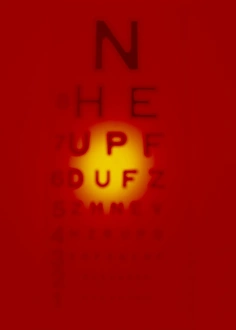 Blurred view of a Snellen eye test chart Blurred view of a Snellen eye test chart