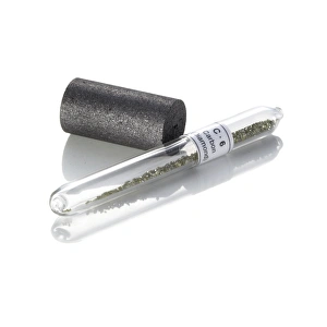 Prints of Carbon. Sample of carbon in two different forms, a graphite rod and industrial diamonds Images Dated 2012 January: Carbon Print: Graphite and Industrial Diamond Sample