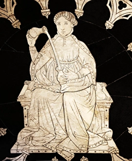 Plato Prints: Print of Temperance, a marble-inlay mosaic from the Cathedral of Siena