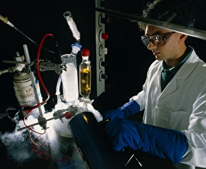 Chemist with a low temperature experiment Chemist with a low temperature experiment