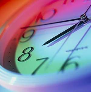 Analog Clock Face Prints: Part of a clock face of a wall-clock showing 7: 45