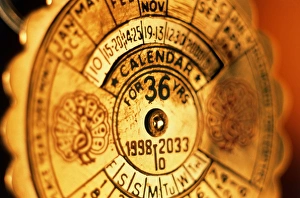 Close-up of a 36-year calendar Close-up of a 36-year calendar