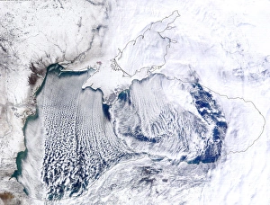 Cloud streets, Black Sea, satellite image Cloud streets, Black Sea, satellite image
