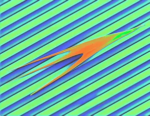 Coloured SEM of laptop screen foil surface Coloured SEM of laptop screen foil surface