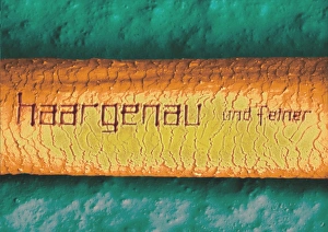 Coloured SEM of laser writing on a human hair Coloured SEM of laser writing on a human hair