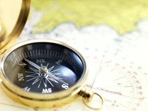 Compass Navigation Prints: Compass on a map