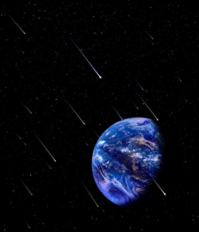 Composite image of meteors approaching the Earth Composite image of meteors approaching the Earth
