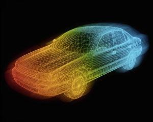 Computer Aided Design CAD Prints: Computer-aided design of a car body