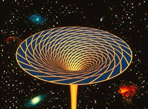 Computer artwork of a black holes gravity well Computer artwork of a black holes gravity well