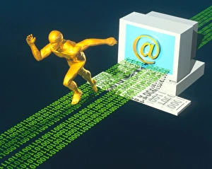 Computer artwork of e-mail as a sprinter Computer artwork of e-mail as a sprinter