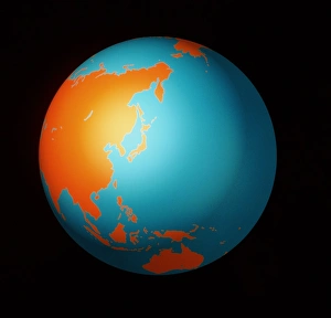 Computer artwork of Earth centred on Asia Computer artwork of Earth centred on Asia