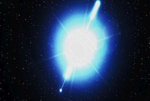 Astronomy Art Prints: Computer artwork of a gamma ray burst