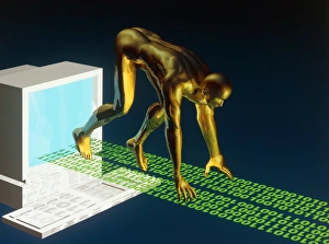 Computer artwork of the internet as a sprinter Computer artwork of the internet as a sprinter