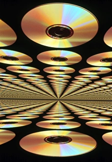 Computer artwork of multiple CD-ROM discs Computer artwork of multiple CD-ROM discs
