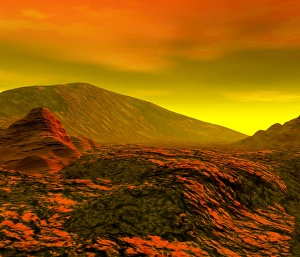 Computer artwork of the surface of Venus Computer artwork of the surface of Venus