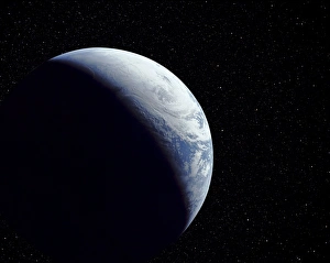 Computer-enhanced Apollo 4 view of crescent Earth Computer-enhanced Apollo 4 view of crescent Earth