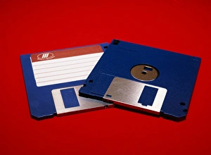 Prints of Computer floppy discs. 3.5-inch floppy discs, used to store computer data Images Dated 2005 September: 3.5-inch Floppy Disc Print