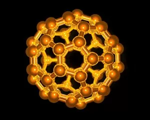 Images Dated 3rd March 2003: Computer graphic of a buckyball (C60)