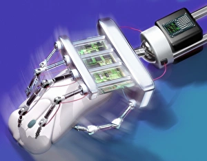 Artificial Intelligence Artwork Prints: Computer mouse and robot hand