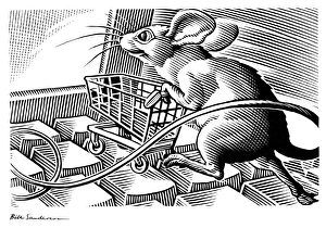 Digital Technology Illustration Prints: Computer shopping, conceptual artwork