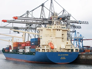 Freight Transport In Germany Prints: Container ship and cranes