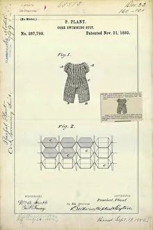Cork Swimming Suit Patent Print, 1882