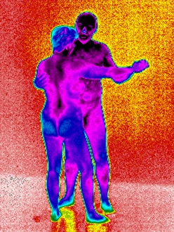Images Dated 2005 February: Thermogram Print of Naked Couple Dancing