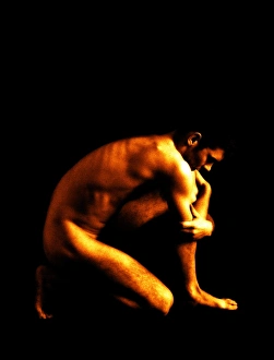 Nudity In Art Photography Prints: Crouching man