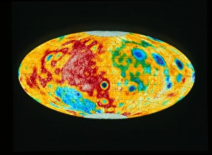 Images Dated 1995: Clementine Lunar Crust Thickness Map Print